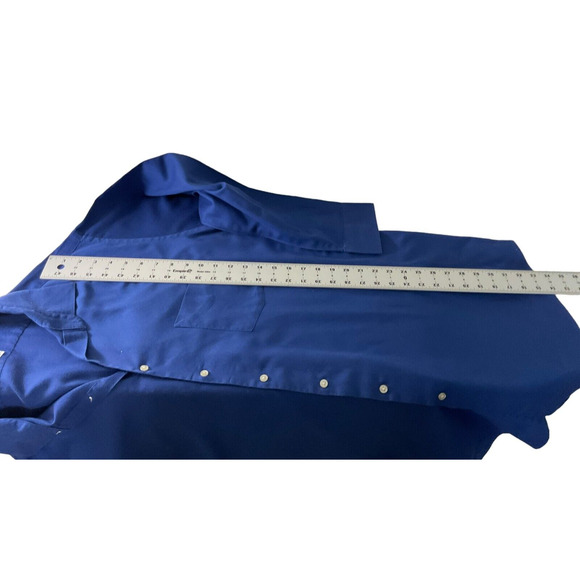 Van Heusen Men's Blue  18 1/2 35/36 Tall Fit  Shirt Stretch Cotton Blend - Picture 7 of 11